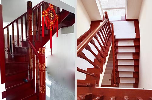 南坤镇自建别墅中式实木楼梯全屋定制设计效果图